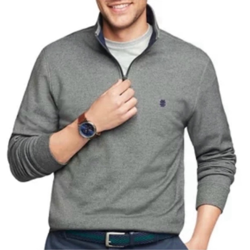 IZOD Gray 1/4 Zip Pullover Knit Sweater